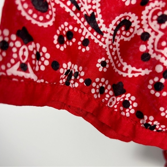 Talbots Boho Floral Bandana Print Cotton Blouse Large Petite Red - Picture 7 of 14